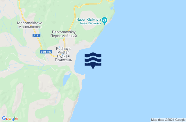 Mappa delle maree di Tyutikha Bay, Russia
