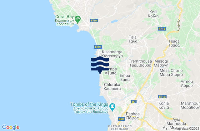 Mappa delle maree di Tála, Cyprus