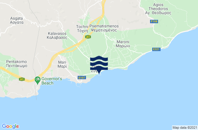 Mappa delle maree di Tóchni, Cyprus
