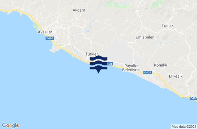 Mappa delle maree di Türkler, Turkey