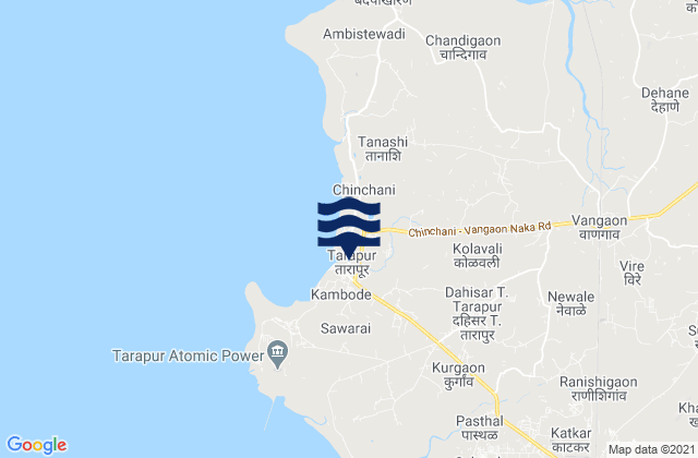 Mappa delle maree di Tārāpur, India