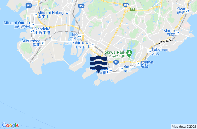 Mappa delle maree di Ube Ko, Japan