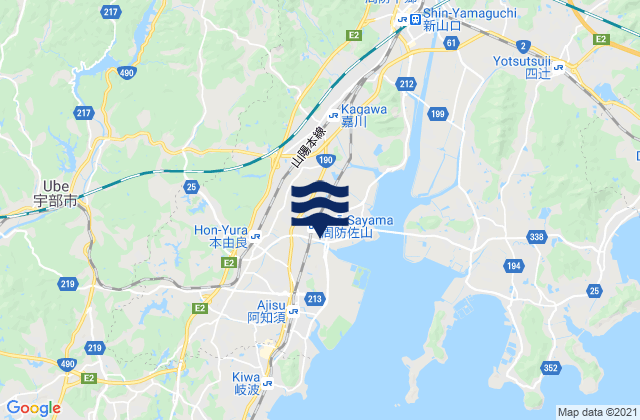 Mappa delle maree di Ube Shi, Japan