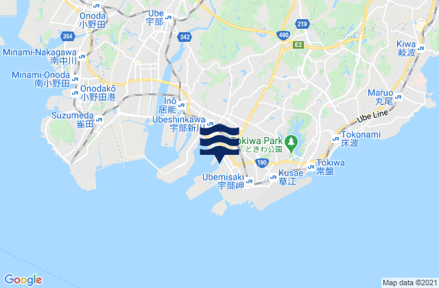 Mappa delle maree di Ube, Japan