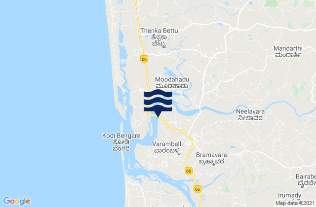 Mappa delle maree di Udupi, India