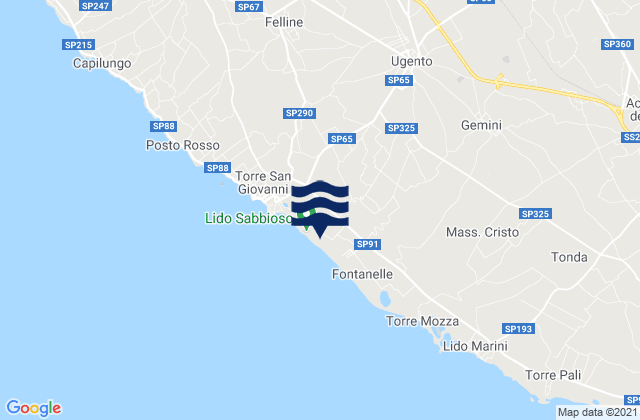 Mappa delle maree di Ugento, Italy