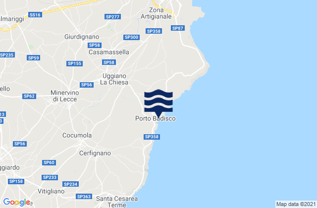 Mappa delle maree di Uggiano la Chiesa, Italy