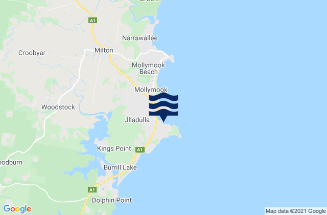 Mappa delle maree di Ulladulla, Australia