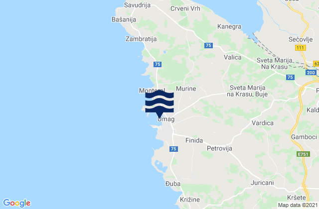 Mappa delle maree di Umag, Croatia