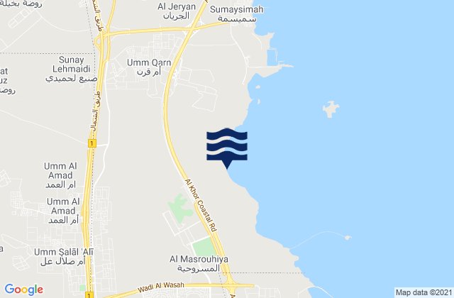 Mappa delle maree di Umm Şalāl ‘Alī, Qatar
