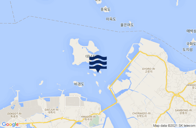 Mappa delle maree di Umo-do, South Korea