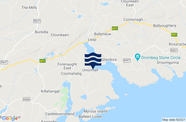 Mappa delle maree di Union Hall, Ireland