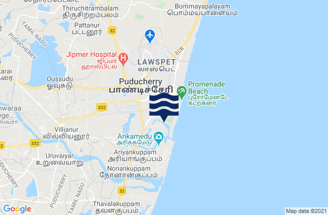 Mappa delle maree di Union Territory of Puducherry, India