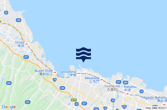 Mappa delle maree di Unoshima Ko, Japan