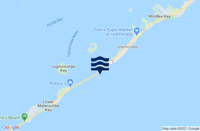 Mappa delle maree di Upper Matecumbe Key West End Hawk Channel, United States