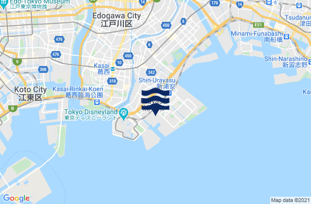Mappa delle maree di Urayasu-shi, Japan