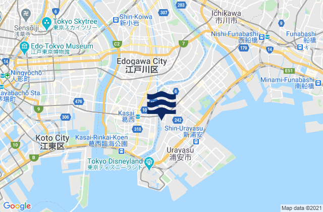 Mappa delle maree di Urayasu, Japan