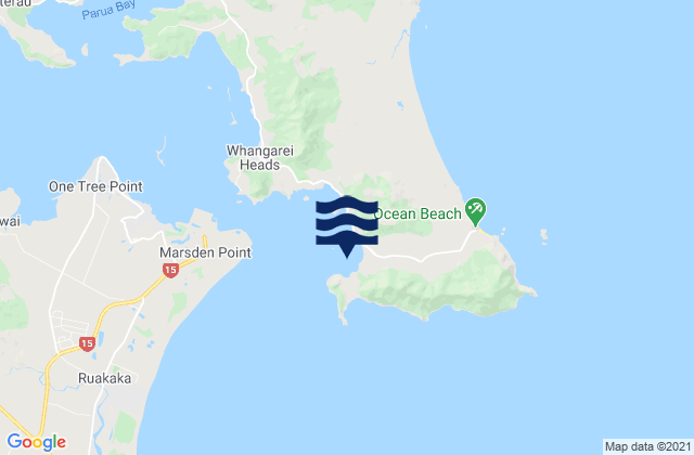 Mappa delle maree di Urquharts Bay, New Zealand