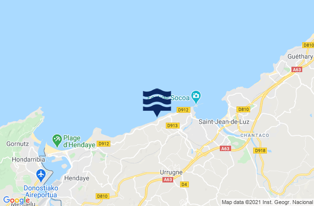 Mappa delle maree di Urrugne, France