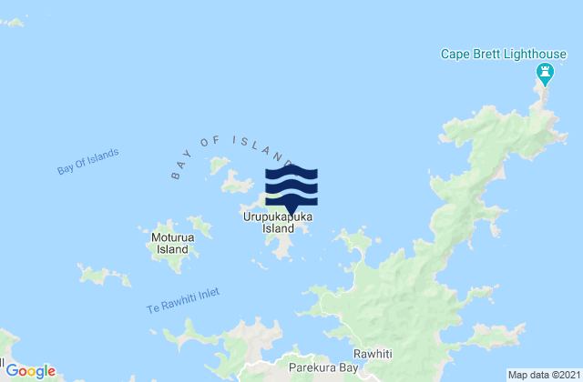 Mappa delle maree di Urupukapuka, New Zealand