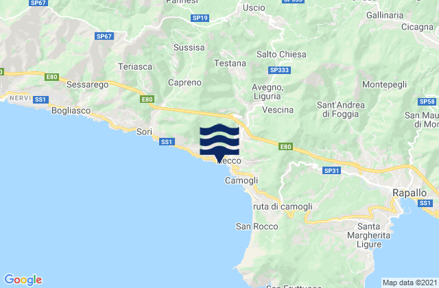 Mappa delle maree di Uscio, Italy