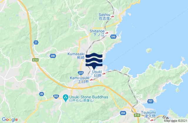Mappa delle maree di Usuki Shi, Japan