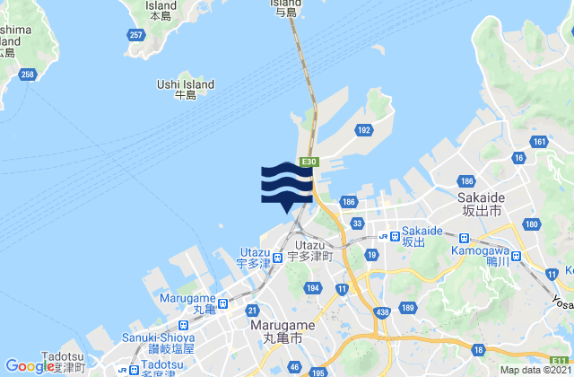 Mappa delle maree di Utazu Kō, Japan