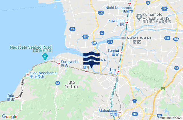 Mappa delle maree di Uto Shi, Japan