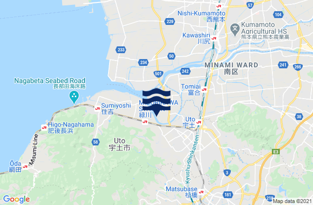 Mappa delle maree di Uto, Japan