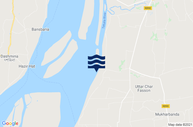 Mappa delle maree di Uttar Char Fasson, Bangladesh