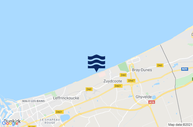 Mappa delle maree di Uxem, France