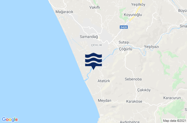 Mappa delle maree di Uzunbağ, Turkey