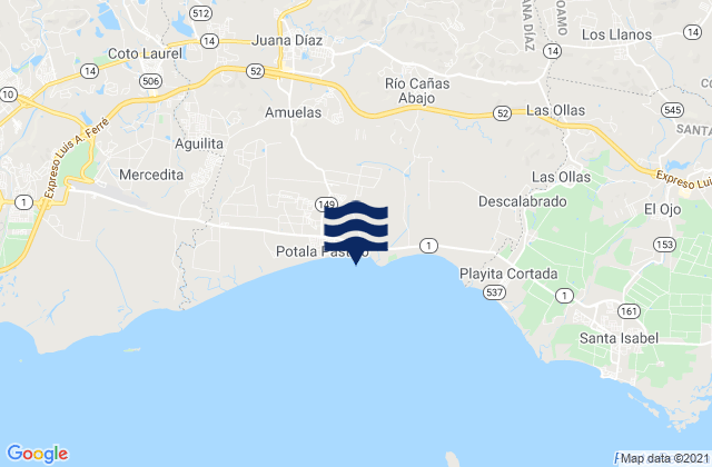 Mappa delle maree di Vacas Barrio, Puerto Rico
