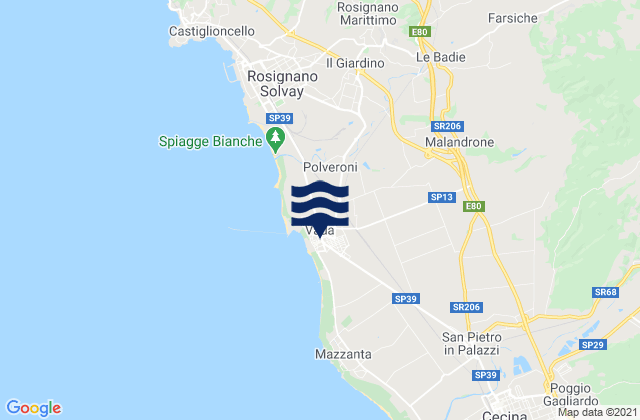 Mappa delle maree di Vada, Italy