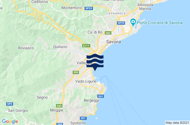 Mappa delle maree di Vado Ligure, Italy