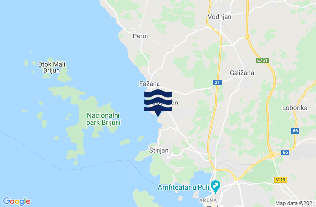 Mappa delle maree di Valbandon, Croatia