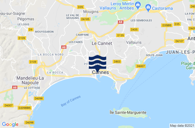 Mappa delle maree di Valbonne, France