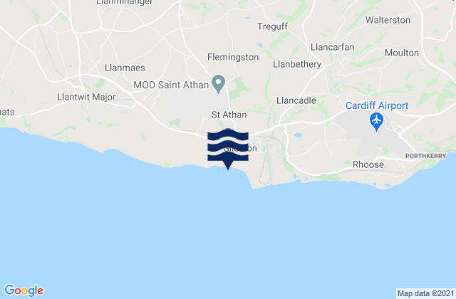 Mappa delle maree di Vale of Glamorgan, United Kingdom