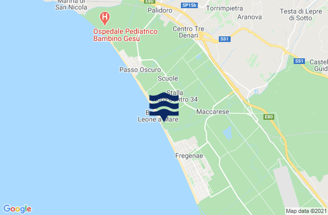 Mappa delle maree di Valle Santa, Italy