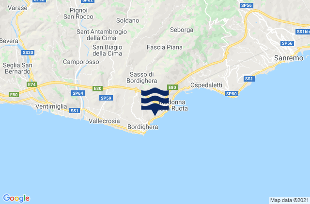 Mappa delle maree di Vallebona, Italy