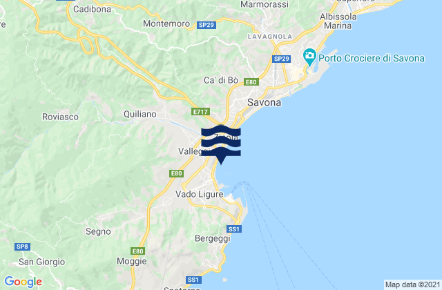 Mappa delle maree di Valleggia, Italy