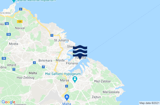 Mappa delle maree di Valletta, Malta