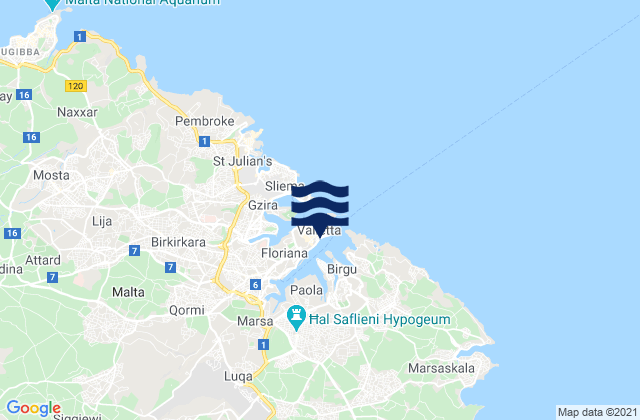 Mappa delle maree di Valletta, Malta