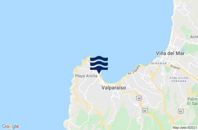 Mappa delle maree di Valparaíso, Chile