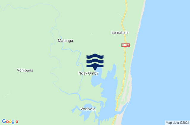 Mappa delle maree di Vangaindrano District, Madagascar