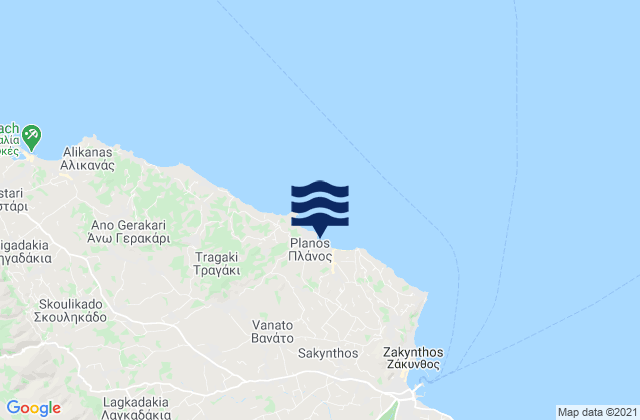 Mappa delle maree di Vanáton, Greece