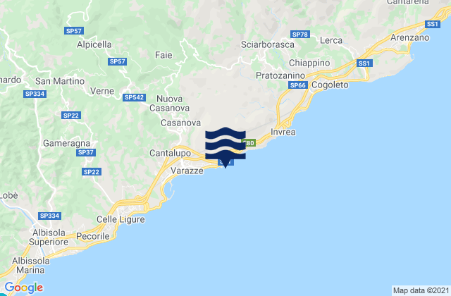 Mappa delle maree di Varazze, Italy