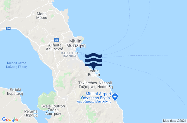 Mappa delle maree di Vareiá, Greece