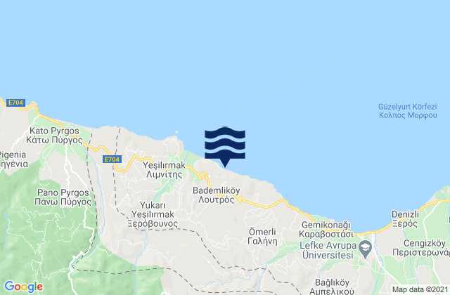 Mappa delle maree di Varíseia, Cyprus