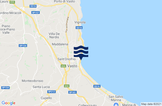 Mappa delle maree di Vasto, Italy